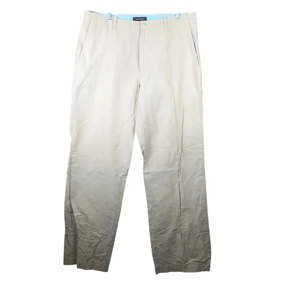 Banana Republic Mens Pants Tan Modern Relaxed Fit Linen Cotton Blend 35x32